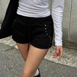 Summer New Style Hot Diamond Tie Rope Sexy European And American Fashion Short Style High Street Female Personality Dark Shorts
