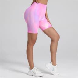 Women Tie Dye Gym Yoga Biker Shorts High Waist Seamless Legging Fitness Sports Leggins Elastic Pants Training Workout Tights