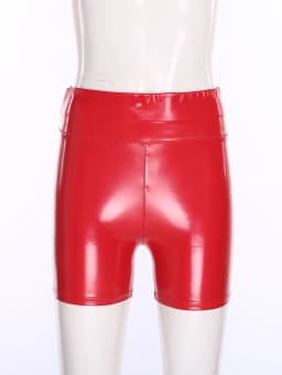 Women Wet Look High Waist PU Leather Shorts Pole Dance Hot Pants Stretchy Skinny Cheeky Booty Shorts for Nightclub Raves Party