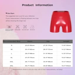 Women Wet Look High Waist PU Leather Shorts Pole Dance Hot Pants Stretchy Skinny Cheeky Booty Shorts for Nightclub Raves Party