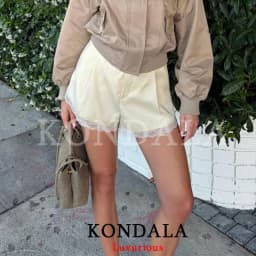 KONDALA Vintage Casual Chic Women Shorts Chic Yellow Lace Pockets Zipper Shorts New Fashion 2026 Spring Summer Holiday Shorts