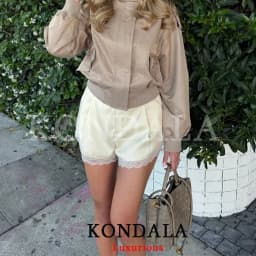 KONDALA Vintage Casual Chic Women Shorts Chic Yellow Lace Pockets Zipper Shorts New Fashion 2026 Spring Summer Holiday Shorts
