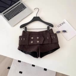 American Retro Corduroy Shorts Women Button Sashes Design Autumn Low Waist Sensual Streetwear Hot Girl Mini Shorts
