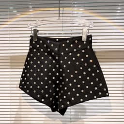 New Large Rhinestone Temperament Shorts for Women High Waist Slim Fit White Black Short Trousers Summer Shorts 2022