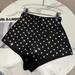 New Large Rhinestone Temperament Shorts for Women High Waist Slim Fit White Black Short Trousers Summer Shorts 2022