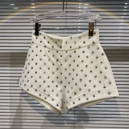 New Large Rhinestone Temperament Shorts for Women High Waist Slim Fit White Black Short Trousers Summer Shorts 2022