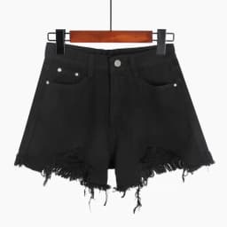 Hole Denim Shorts Women Korean Fashion High Waist Short Jeans Female Summer Slim Streetwear Irregular Wide Leg Shorts Ladies New