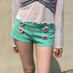 Summer Women Y2K Street Club Gingham Plaid Four Button Decor Low Waist Ultra Short Bodycon Booty Hot Pants Shorts