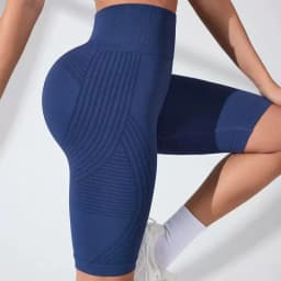 High Waist Butt Lifting 3D Anti-Cellulite Biker Shorts, Tummy Compression Control 8 Inch Sculpting Gym Workout Training Shorts