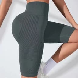 High Waist Butt Lifting 3D Anti-Cellulite Biker Shorts, Tummy Compression Control 8 Inch Sculpting Gym Workout Training Shorts