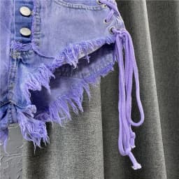 2026 Summer New Women's Purple Shorts Fashion Sexy Low Rise Single Breasted A-line Denim Shorts With Strap Hot Pants Female