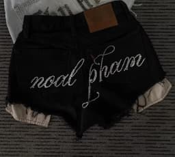 Black Rhinestone Distressed Denim Shorts Women Y2K Streetwear Vintage Frayed Oversized Cotton Casual Urban Fashion Summer Shorts