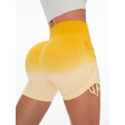 Yoga Gradient Shorts Women High Waist Leggings Seamless Sexy Hip Liftting Shorts Gym Workout Running Skinny Drawstring Shorts
