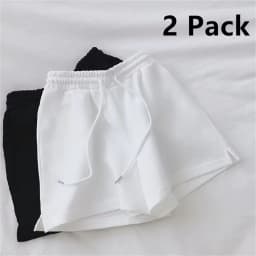 Summer Elastic High Waist Casual Sports Shorts Female Solid Color Loose Beach Hot Short Pants Black/Grey Straight Shorts Pants