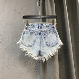 High Waist Single Breasted Women Jeans Short Hot Pants Fringed Wide-Leg Sexy Women'S Denim Shorts Summer Korean Women Clothing