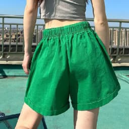 Summer Candy Colors Wide Leg Shorts Women Comfortable Loose Elastic Waist Shorts Woman Korean Chic Pockets Short Pants Female