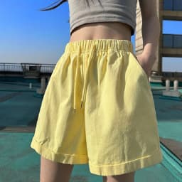 Summer Candy Colors Wide Leg Shorts Women Comfortable Loose Elastic Waist Shorts Woman Korean Chic Pockets Short Pants Female