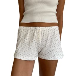 Women's Casual Elastic Shorts Solid Color/Floral/Heart Print Bottoms Short Pants Summer Loungewear Casual New