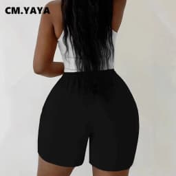 CM.YAYA Women Fashion Sporty Activewear Draped Shorts 2025 Yoga Jogger Elastic Shorts