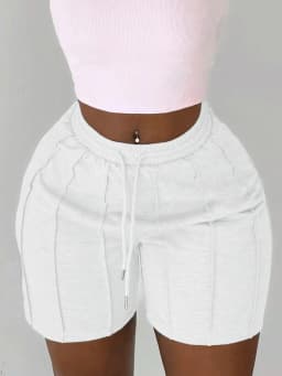 CM.YAYA Women Fashion Sporty Activewear Draped Shorts 2025 Yoga Jogger Elastic Shorts