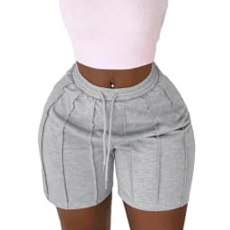 CM.YAYA Women Fashion Sporty Activewear Draped Shorts 2025 Yoga Jogger Elastic Shorts