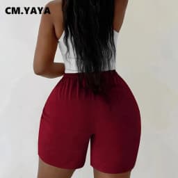 CM.YAYA Women Fashion Sporty Activewear Draped Shorts 2025 Yoga Jogger Elastic Shorts