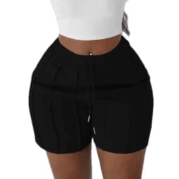 CM.YAYA Women Fashion Sporty Activewear Draped Shorts 2025 Yoga Jogger Elastic Shorts