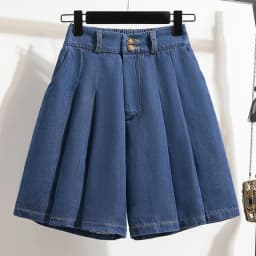 Qiukichonson 5XL Oversize Denim Shorts Women 2023 Spring Summer High Waisted Cute Soft Girl Frilly Wide Leg Loose Jeans Shorts