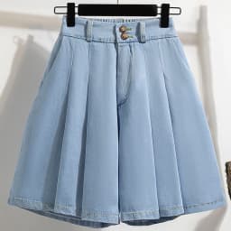 Qiukichonson 5XL Oversize Denim Shorts Women 2023 Spring Summer High Waisted Cute Soft Girl Frilly Wide Leg Loose Jeans Shorts