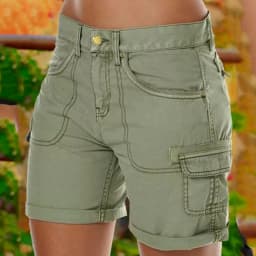Retro Women's Cargo Shorts Summer Casual Beach Shorts With Pockets Solid Color High Waist Short Pants Streetwear Hot Pants шорты
