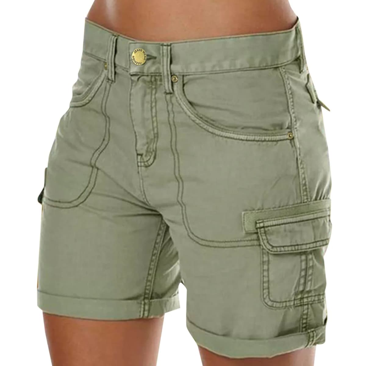 Retro Women's Cargo Shorts Summer Casual Beach Shorts With Pockets Solid Color High Waist Short Pants Streetwear Hot Pants шорты