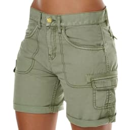 Retro Women's Cargo Shorts Summer Casual Beach Shorts With Pockets Solid Color High Waist Short Pants Streetwear Hot Pants шорты
