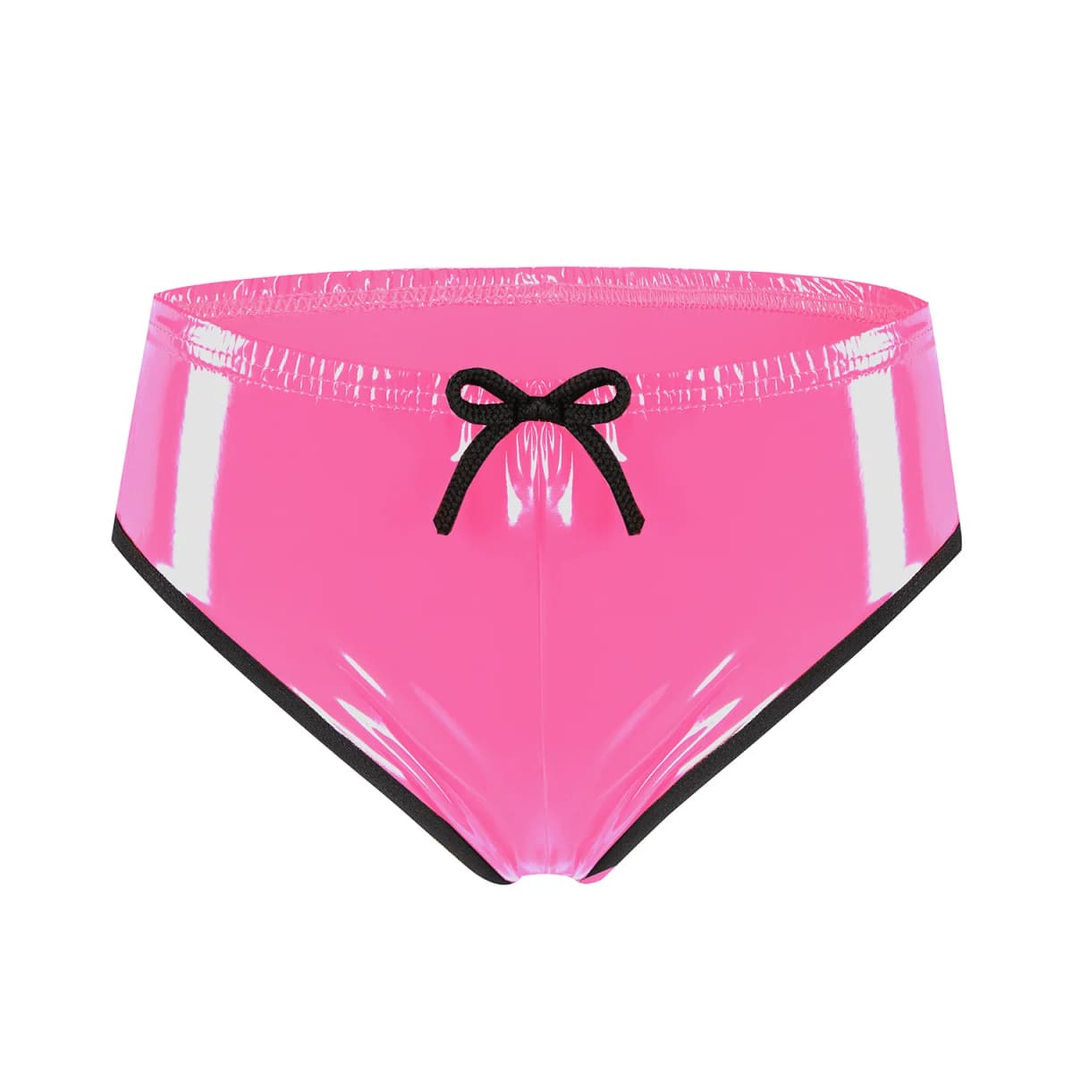 Womens Red Pink Leather Briefs Shorts Lace-up Booty Shorts Wet Look Patent Leather Briefs Panties Low Waist Hot Pants Clubwear