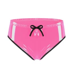 Womens Red Pink Leather Briefs Shorts Lace-up Booty Shorts Wet Look Patent Leather Briefs Panties Low Waist Hot Pants Clubwear