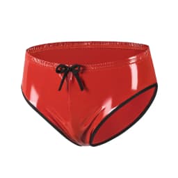 Womens Red Pink Leather Briefs Shorts Lace-up Booty Shorts Wet Look Patent Leather Briefs Panties Low Waist Hot Pants Clubwear