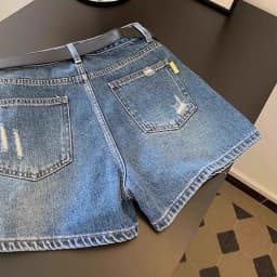Hairy Edges Ripped Denim Shorts For Women Summer High Waisted Thin A-line Culottes 2025 New Retro Versatile Pocket Pantskirt