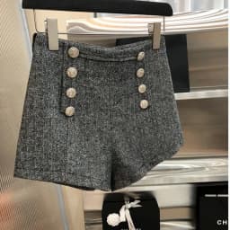 Vintage Woolen Shorts for Women High Waist Double-breasted Pants 2025 New Bottoms Temperament Thicked Pantalones Cortos De Mujer