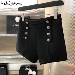 Vintage Woolen Shorts for Women High Waist Double-breasted Pants 2025 New Bottoms Temperament Thicked Pantalones Cortos De Mujer
