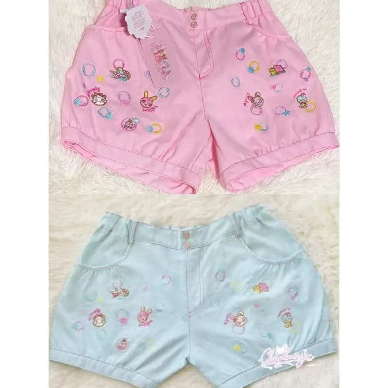 Japanese Preppy Style Kawaii Cartoon Embroidery Shorts Y2k Aesthetic Summer All Match Short Pant Harajuku High Street Shorts