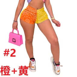 Euro-American new sexy slim-fit shorts pattern printed fashion casual hip-lifting yoga pants for women