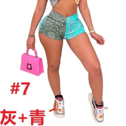 Euro-American new sexy slim-fit shorts pattern printed fashion casual hip-lifting yoga pants for women