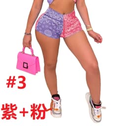 Euro-American new sexy slim-fit shorts pattern printed fashion casual hip-lifting yoga pants for women