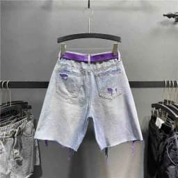 Multi-color Holed Denim Shorts Women Summer New High Waist Loose Straight Streetwear Shorts Fashion Niche Versatile Short Jeans