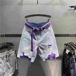 Multi-color Holed Denim Shorts Women Summer New High Waist Loose Straight Streetwear Shorts Fashion Niche Versatile Short Jeans