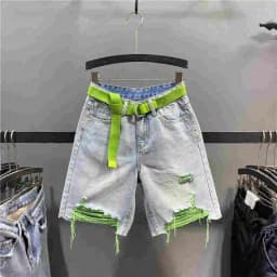 Multi-color Holed Denim Shorts Women Summer New High Waist Loose Straight Streetwear Shorts Fashion Niche Versatile Short Jeans