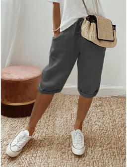 Summer Casual Shorts Stretch Shorts Legging Sweatshorts Fashion Breathable Five-Point with Pocket Female Loose Outer Wear Pants