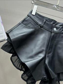 High Waist Women Sheepskin Genuine Leather Shorts Fashion Patchwork Wide Leg Mini Trousers Ladies Nightclub Party Sexy Shorts