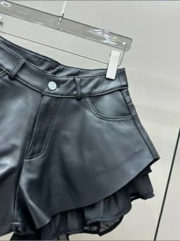High Waist Women Sheepskin Genuine Leather Shorts Fashion Patchwork Wide Leg Mini Trousers Ladies Nightclub Party Sexy Shorts