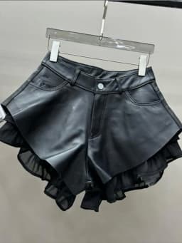 High Waist Women Sheepskin Genuine Leather Shorts Fashion Patchwork Wide Leg Mini Trousers Ladies Nightclub Party Sexy Shorts