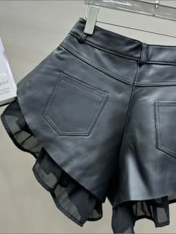 High Waist Women Sheepskin Genuine Leather Shorts Fashion Patchwork Wide Leg Mini Trousers Ladies Nightclub Party Sexy Shorts